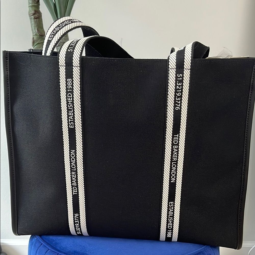 Ted Baker Women's Georjey-Branded Webbing Canvas Tote Black - Picture 3 of 9